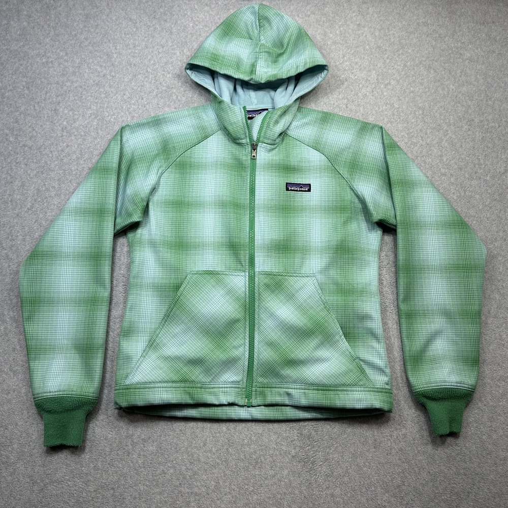 Patagonia Slopestyle Hoodie 2.0 Womens Small Green Plaid Softshell Fleece Lined